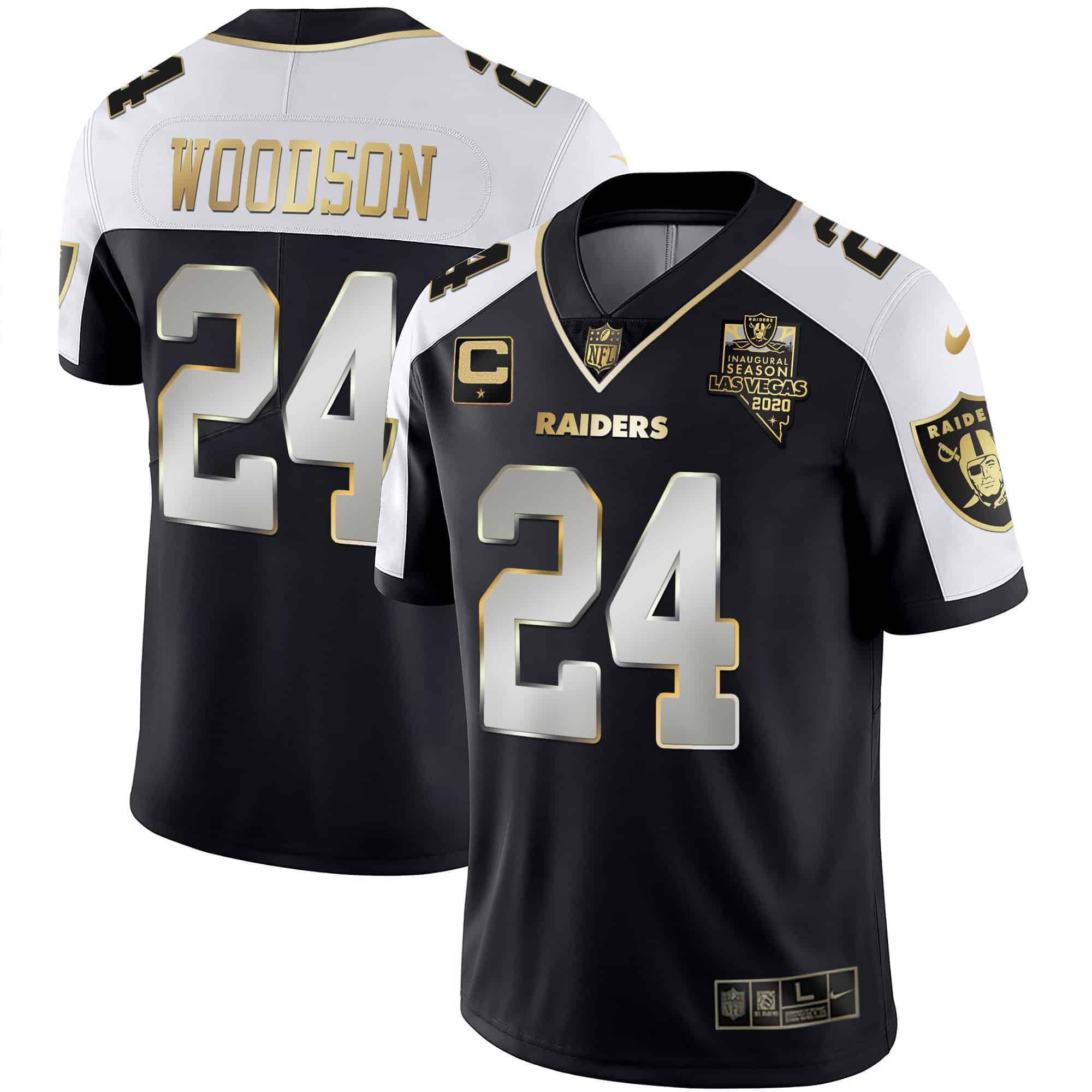 Men Oakland Raiders 24 Woodson 2024 Nike Vapor Black Gold & Black Inverted Limited NFL Jersey style 1
